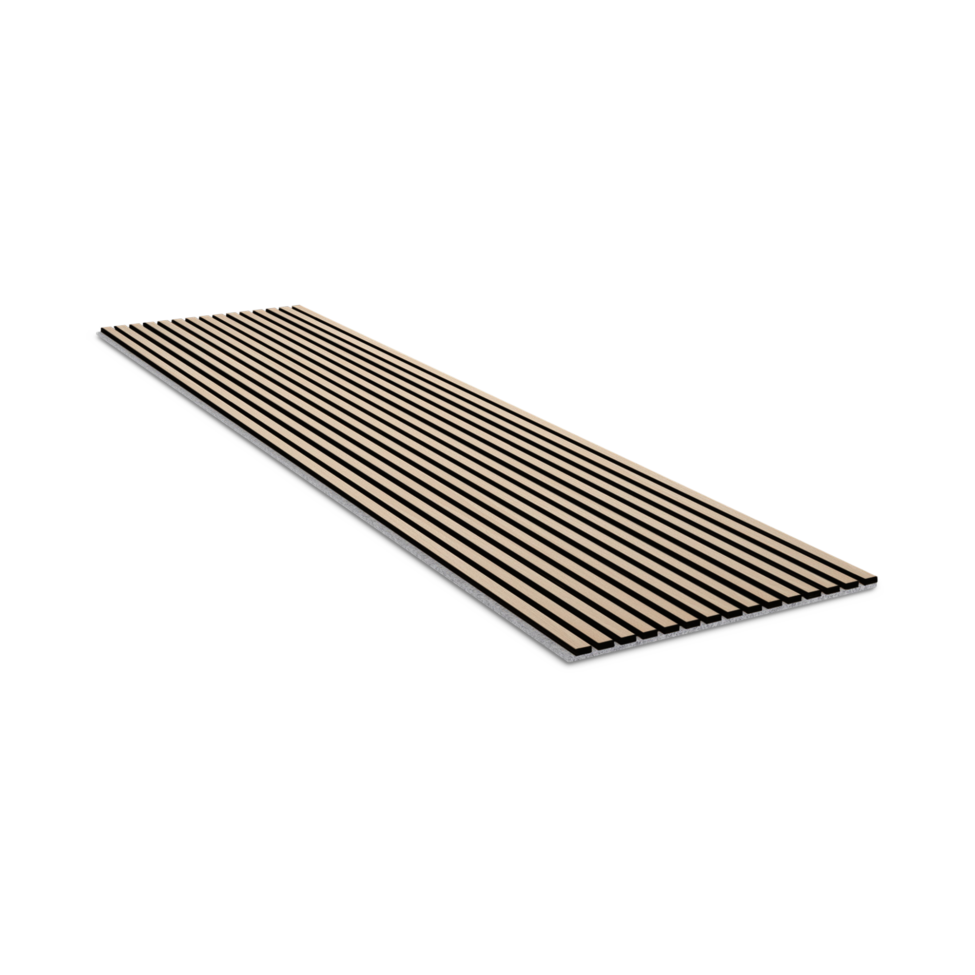 Akupanel | Acoustic Panel / Natural Wood Classic Oak, Grey Felt, Black MDF, 240 x 60 cm